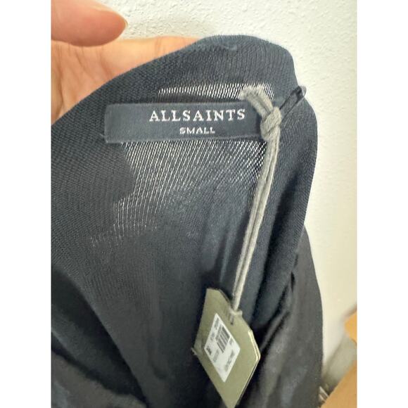 AllSaints Erma Cowl Neck Black Top Small NWT $150 - Picture 7 of 10